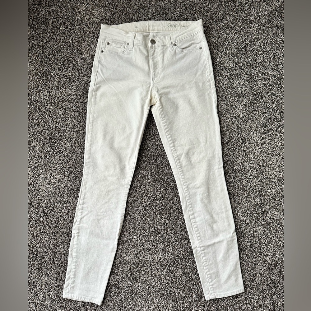 Gap 1969 jeans women skinny mid-rise white size 26